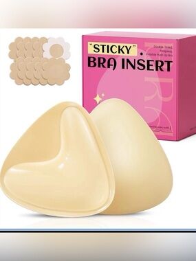 Sticky Bra Inserts Double Sided Adhesive Strapless Push Up Pads  NWT